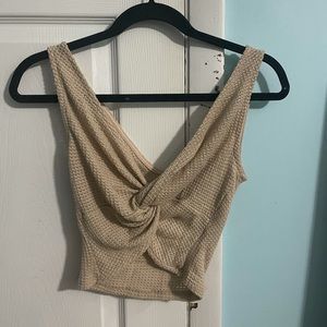 Beige Knotted Crop Top